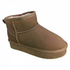 Угги женские кожаные IT TS A801-B camel мех 