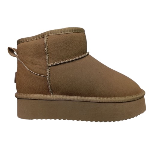 Угги женские кожаные IT TS A801-B camel мех
