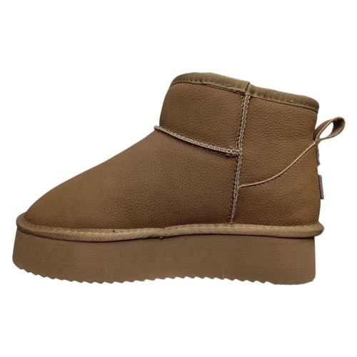 Угги женские кожаные IT TS A801-B camel мех