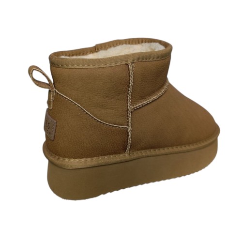 Угги женские кожаные IT TS A801-B camel мех