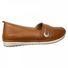 Балетки женские кожаные KEMER 858 08 светло коричневые рыжие