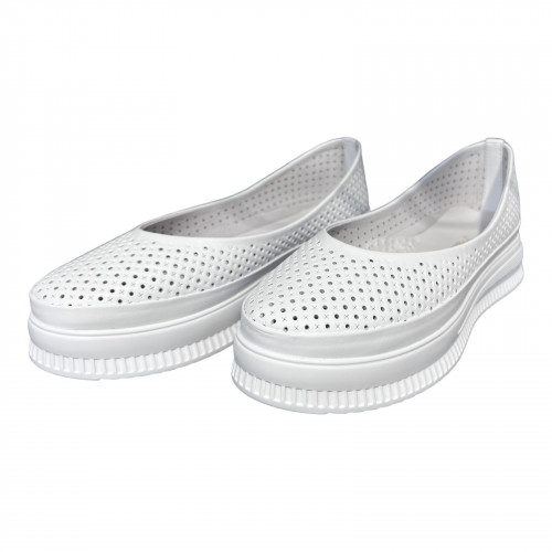 Балетки Женские кожаные PRELLESTA 805 05 белый на платформе