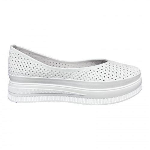 Балетки Женские кожаные PRELLESTA 805 05 белый на платформе