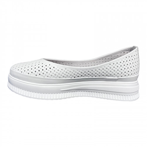 Балетки Женские кожаные PRELLESTA 805 05 белый на платформе