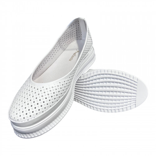 Балетки Женские кожаные PRELLESTA 805 05 белый на платформе