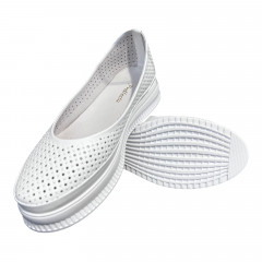 Балетки Женские кожаные PRELLESTA 805 05 белый на платформе