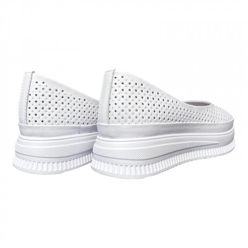 Балетки Женские кожаные PRELLESTA 805 05 белый на платформе