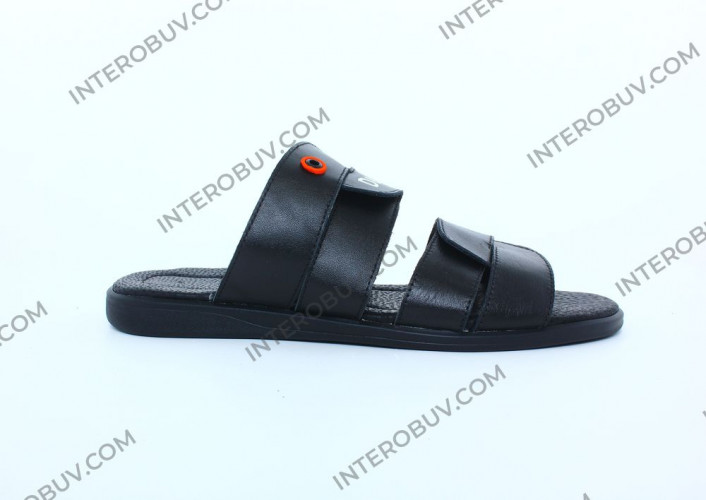 Шлепанцы Мужские кожаные CAIMAN T8 черный DG