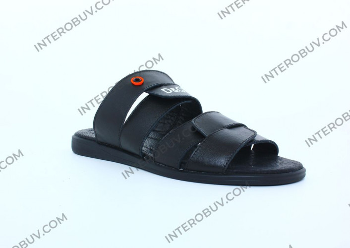 Шлепанцы Мужские кожаные CAIMAN T8 черный DG