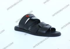 Шлепанцы Мужские кожаные CAIMAN T8 черный DG