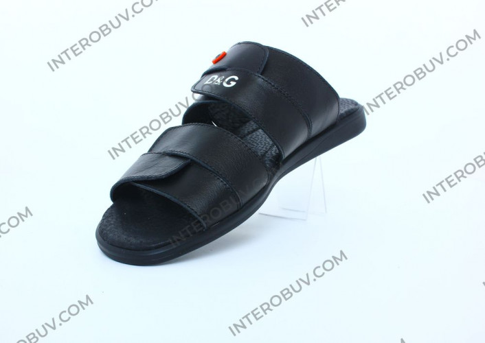 Шлепанцы Мужские кожаные CAIMAN T8 черный DG