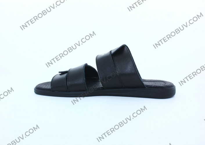 Шлепанцы Мужские кожаные CAIMAN T8 черный DG