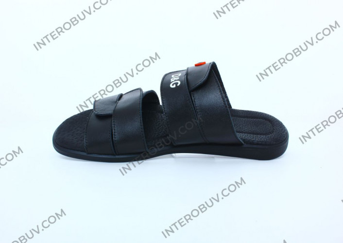 Шлепанцы Мужские кожаные CAIMAN T8 черный DG