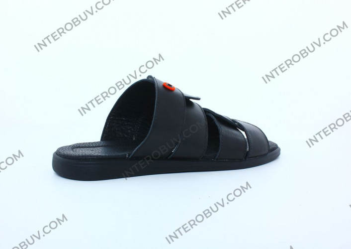 Шлепанцы Мужские кожаные CAIMAN T8 черный DG