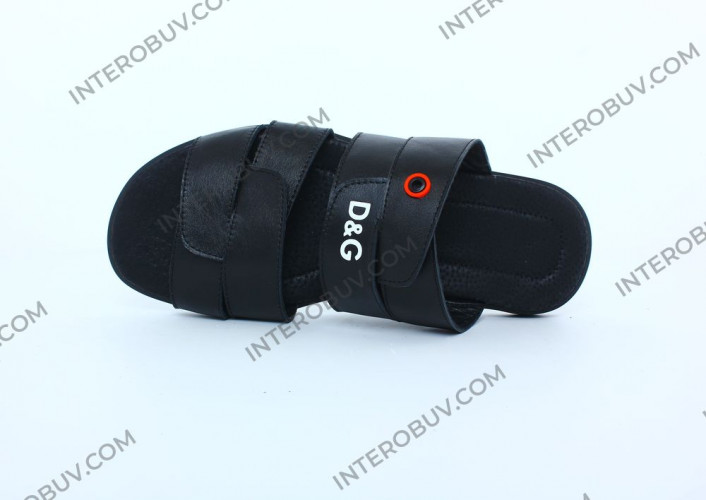 Шлепанцы Мужские кожаные CAIMAN T8 черный DG