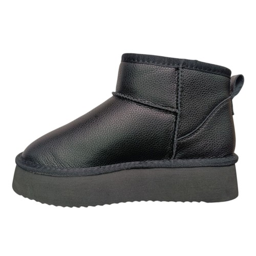 Угги женские кожаные IT TS A1715-A black мех YKK