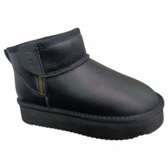 Угги женские кожаные IT TS A1715-A black мех YKK