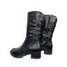 Чоботи жіночі шкіряні  KATRIN 640 01 чорні хутро каблук