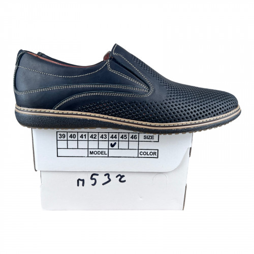 Туфли Мужские кожаные AVA 53 черный перфорация