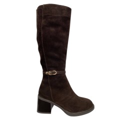 Чоботи жіночі замшеві TEMP 20012 25 шоколадні євро каблук