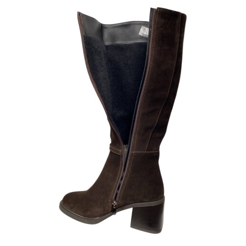 Чоботи жіночі замшеві TEMP 20012 25 шоколадні євро каблук 