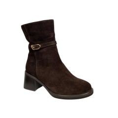 Черевики жіночі замшеві TEMP 20012/1 25 шоколадні хутро каблук