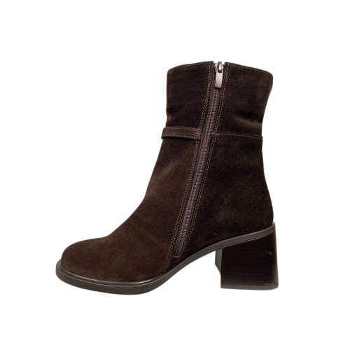 Черевики жіночі замшеві TEMP 20012/1 25 шоколадні хутро каблук