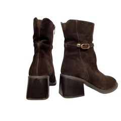 Черевики жіночі замшеві TEMP 20012/1 25 шоколадні хутро каблук