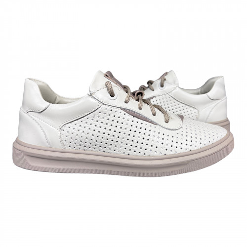 Кеди Жіночі шкіряні ELVIX 031 бежевий перфорація