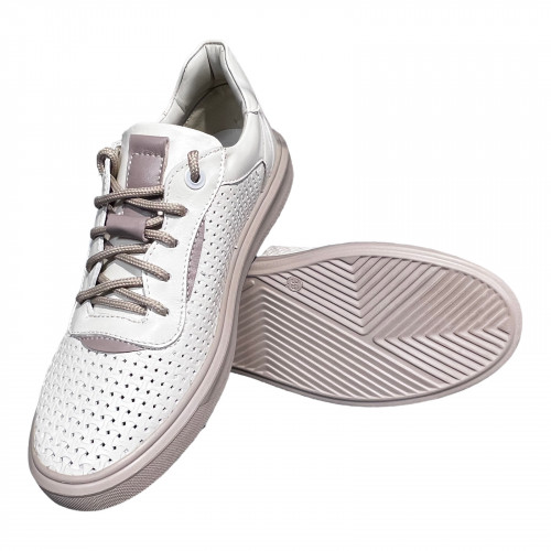 Кеди Жіночі шкіряні ELVIX 031 бежевий перфорація