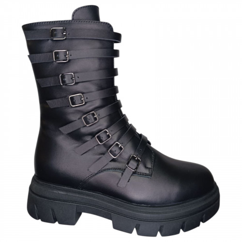 Ботинки женские кожаные ILONA 686/54 черный кожа мех