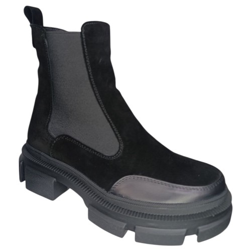 Ботинки женские замшевые ELVIX 1056 челси черный байка 