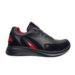 Кросівки чоловічі шкіряні DENAR AM 77 чорно червоні 