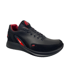 Кросівки чоловічі шкіряні DENAR AM 77 чорно червоні 