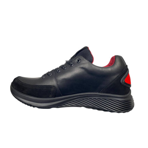 Кросівки чоловічі шкіряні DENAR AM 77 чорно червоні 