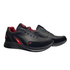 Кросівки чоловічі шкіряні DENAR AM 77 чорно червоні 