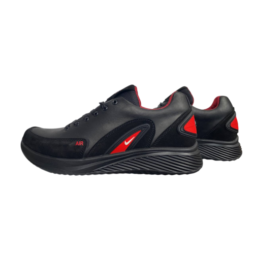 Кросівки чоловічі шкіряні DENAR AM 77 чорно червоні 