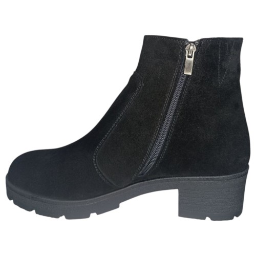 Ботинки женские замшевые ELVIX 3228 черный каблук мех 