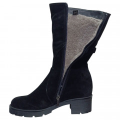 Чоботи жіночі замшеві ELVIX 6047 чорний каблук хутро