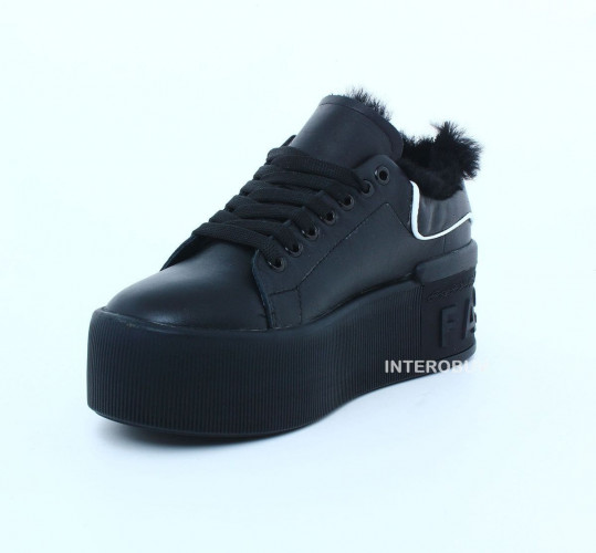 Кроссовки Женские кожаные DITAS M178 F черный мех