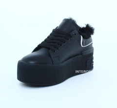 Кроссовки Женские кожаные DITAS M178 F черный мех