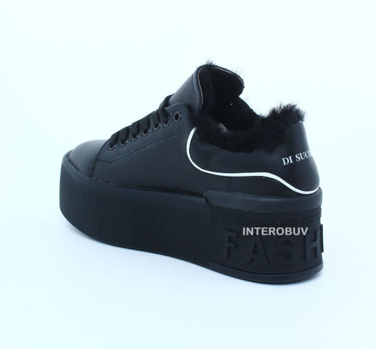 Кроссовки Женские кожаные DITAS M178 F черный мех