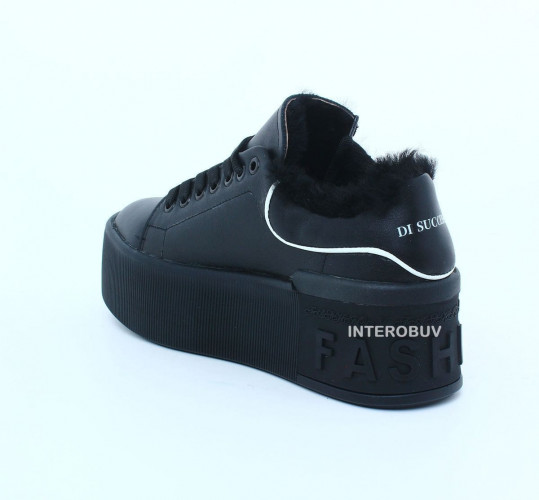 Кроссовки Женские кожаные DITAS M178 F черный мех