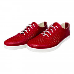 Мокасины Женские кожаные PRELLESTA 2024 03 красный