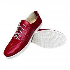 Мокасины Женские кожаные PRELLESTA 2024 03 красный