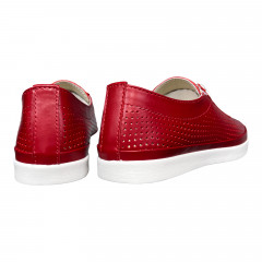 Мокасины Женские кожаные PRELLESTA 2024 03 красный