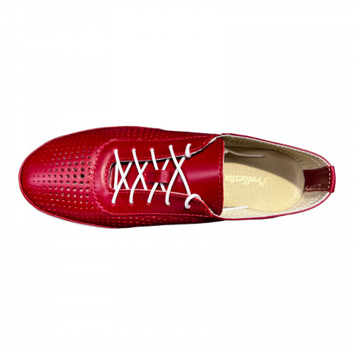 Мокасины Женские кожаные PRELLESTA 2024 03 красный