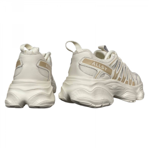 Кроссовки женские кожаные ALLSY 196719 бело-бежевые