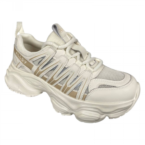 Кроссовки женские кожаные ALLSY 196719 бело-бежевые