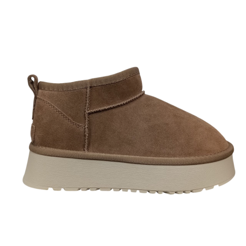 Угги жіночі замшеві UGG M6118-5 бежеві хутро